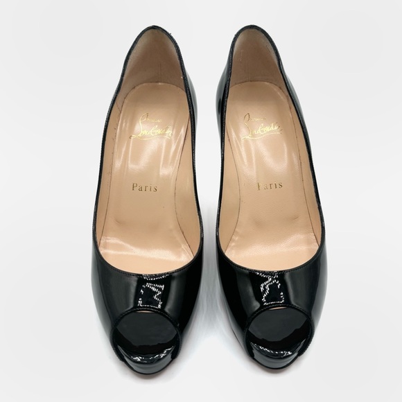 Christian Louboutin Very Prive 100 Patent Black Leather Platform Pump Heels - Picture 4 of 13